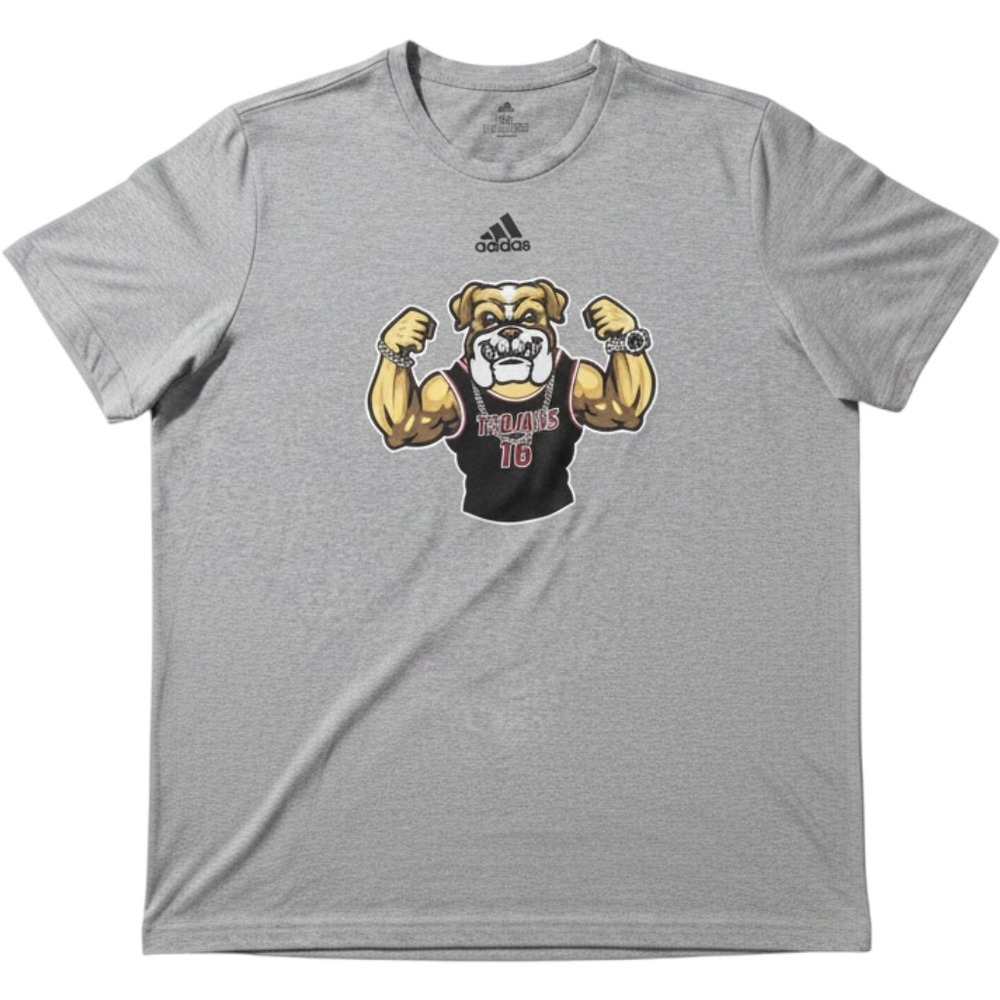 Adidas Trojans 16 Bulldog Mascot Graphic Grey T-Shirt Size 2XL XXL Sportswear